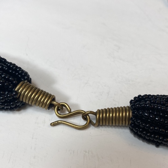 22" Colorful Beaded Necklace 27 Strands Small Bead Blue Green Black - Picture 7 of 12